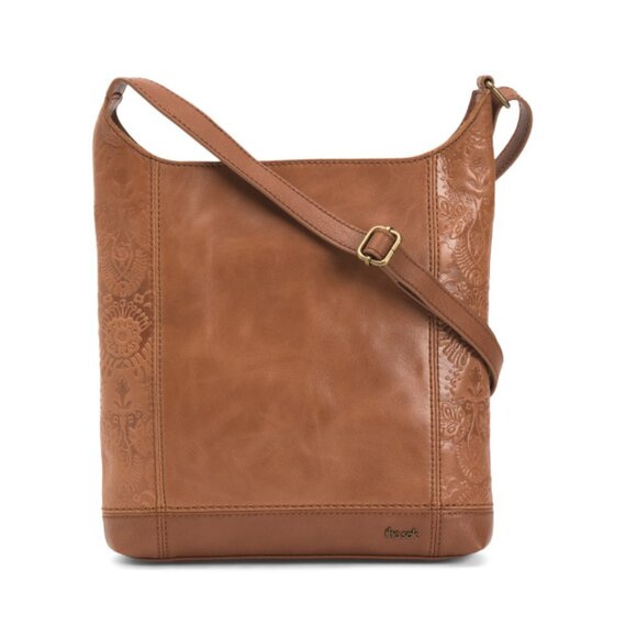 THE SAK tobacco Leather De Young Crossbody With Embossed Floral Pattern - Picture 1 of 2
